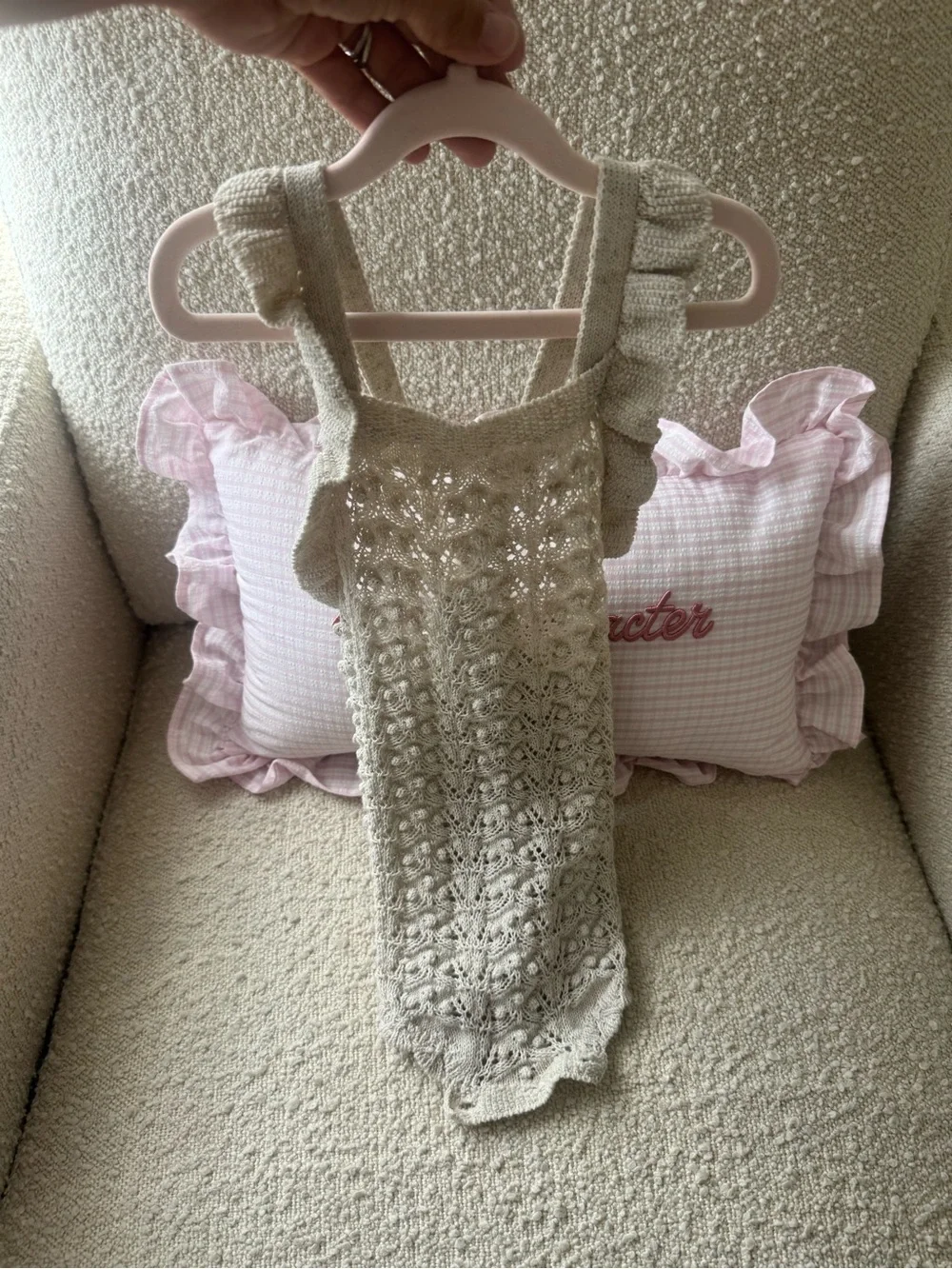 Zara Cream Knit Crochet Baby One-Piece